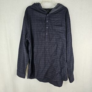 Vince Mens Xxl 100% Cotton Highway Hoodie Pop Over Flannel Dark Navy Red Plaid